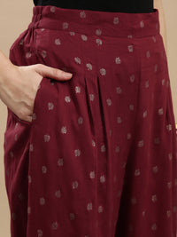 De Moza Women Festive Palazzo Maroon - De Moza
