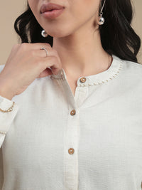 De Moza Women's Officewear Co-ords (Tunic Shirt & Palazzo) Natural - De Moza