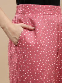 De Moza Women Casual Palazzo Dark Pink