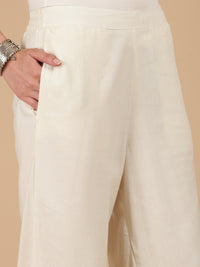 De Moza Women Woven Rayon Regular Fit Palazzo with Functional Pockets Natural