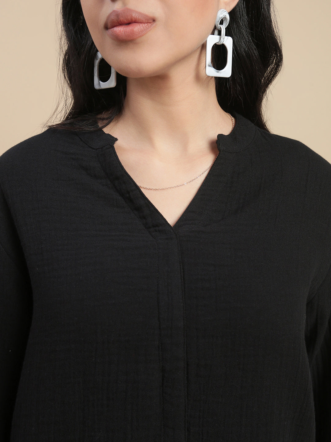 De Moza Women's Officewear Co-ords (Straight Pant & Tunic Top) Black - De Moza
