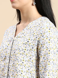 De Moza Women Printed Shirt Offwhite - De Moza