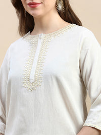 Embroidered Tunic Top-Natural - De Moza