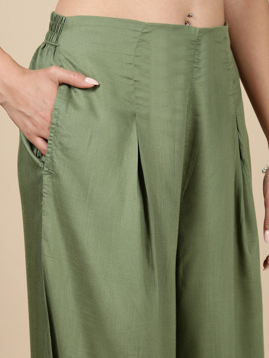 Pleated Palazzo-Deep Green