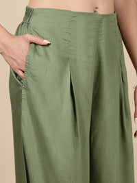Pleated Palazzo-Deep Green