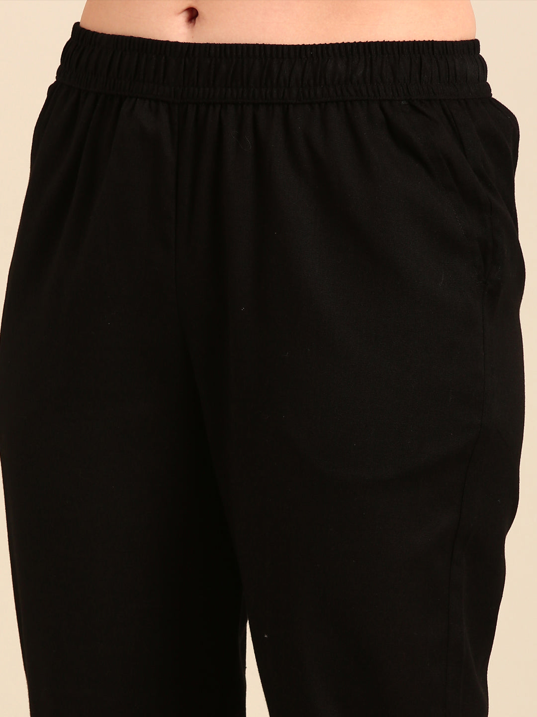 Straight Pant Embroidered-Black - De Moza