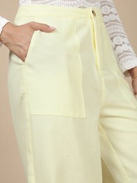 Wide Leg Bell Bottom Pant-Light Yellow