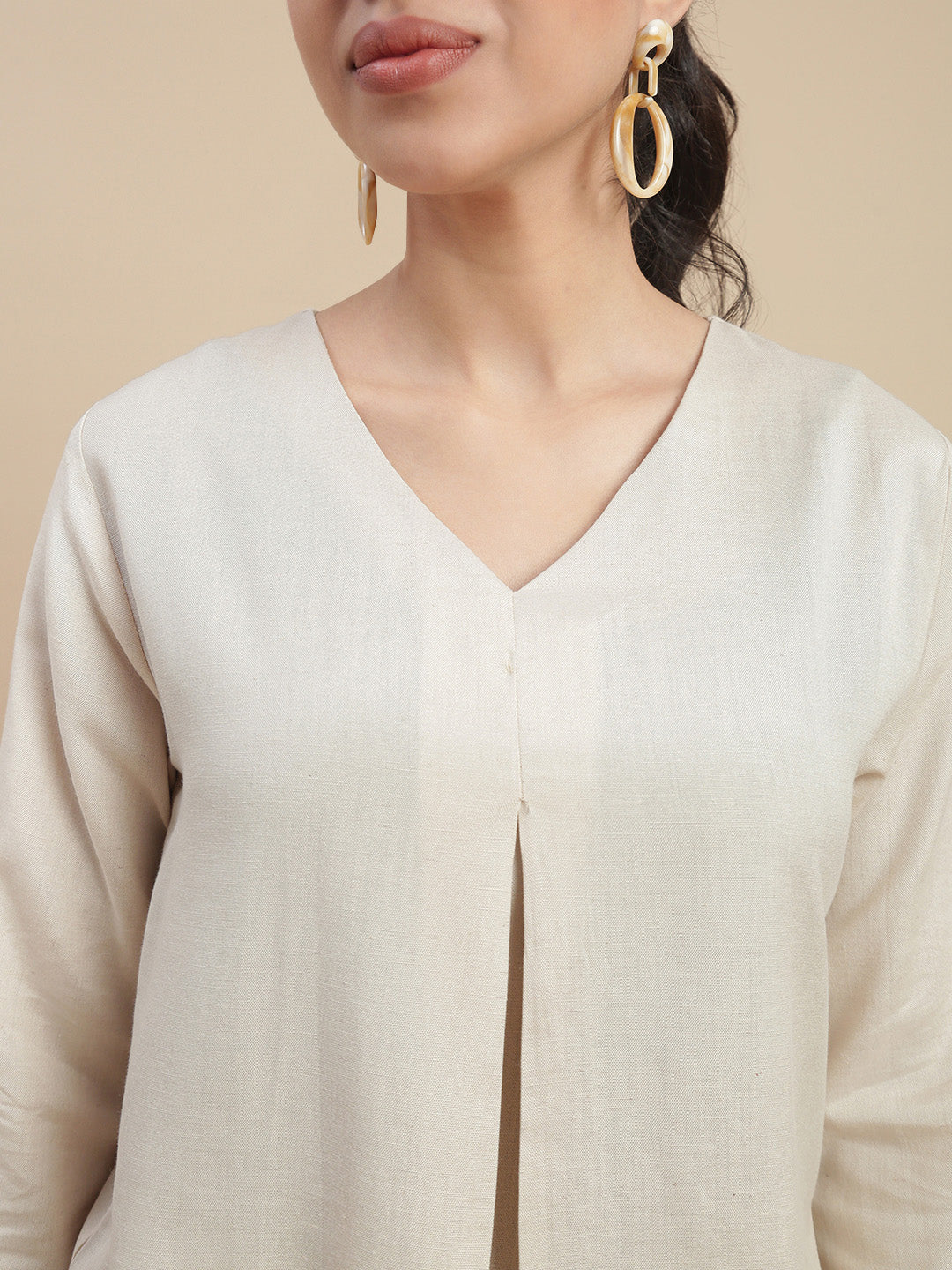 De Moza Women Casual Tunic Top Light Beige - De Moza