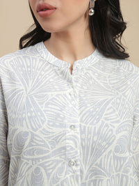 De Moza Women Casual Tunic Shirt Offwhite - De Moza