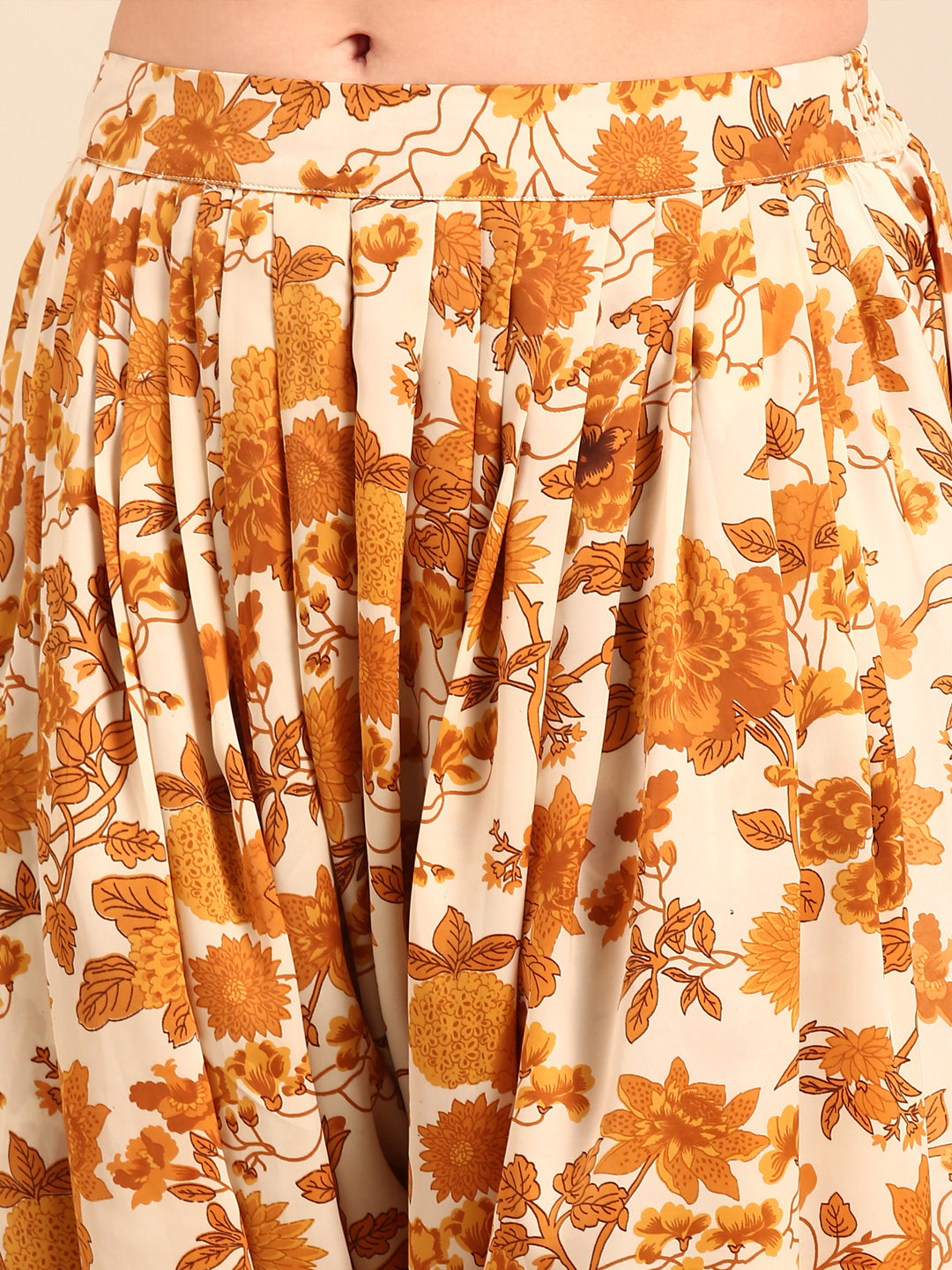 Harem Pant Floral Print-Yellow - De Moza