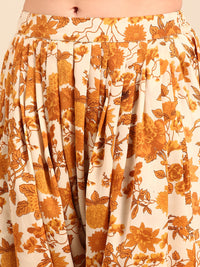 Harem Pant Floral Print-Yellow - De Moza