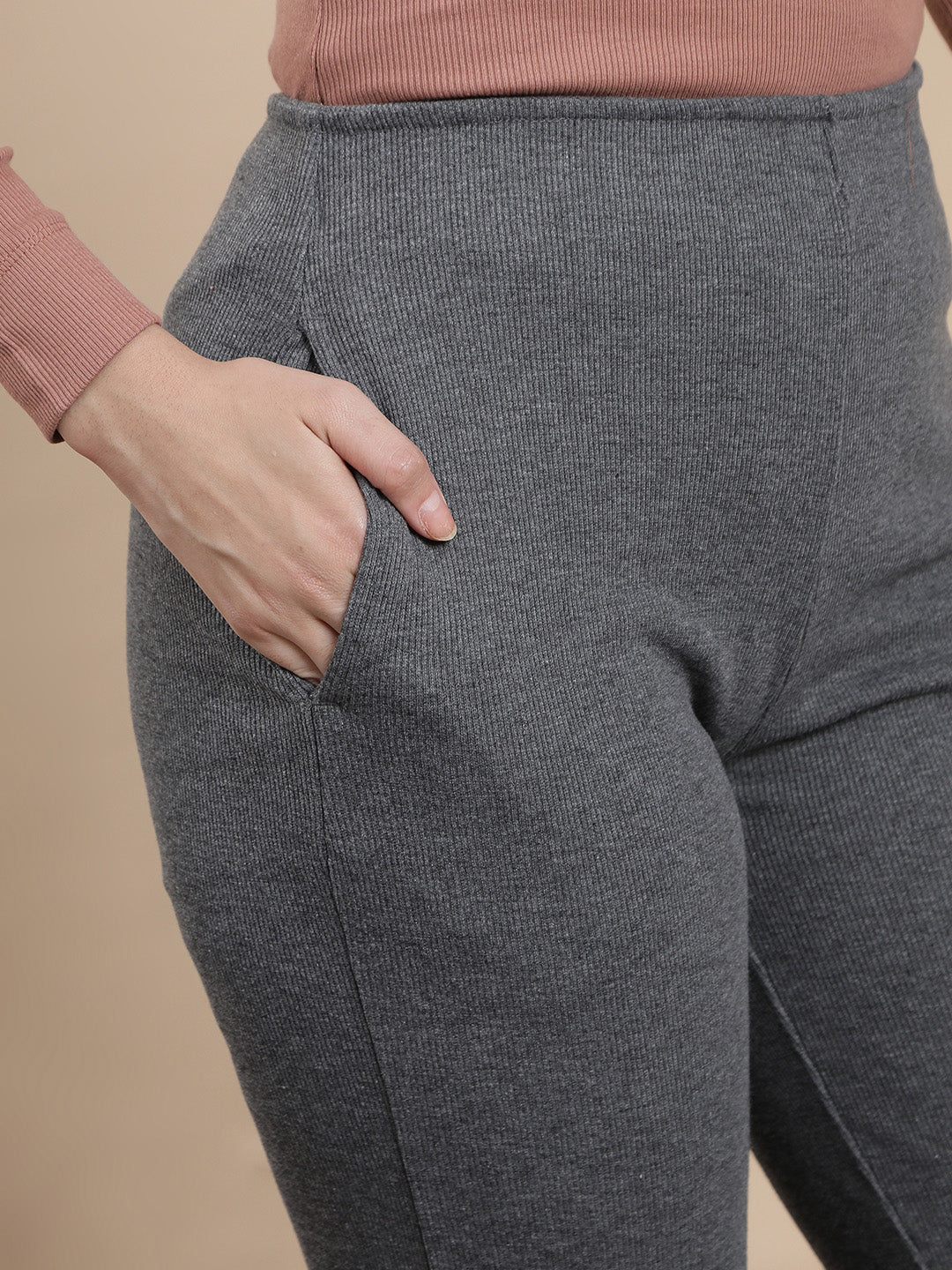 De Moza Women Casual Tregging Anthra Melange