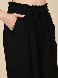 Paper Bag Tie-Up Palazzo-Black