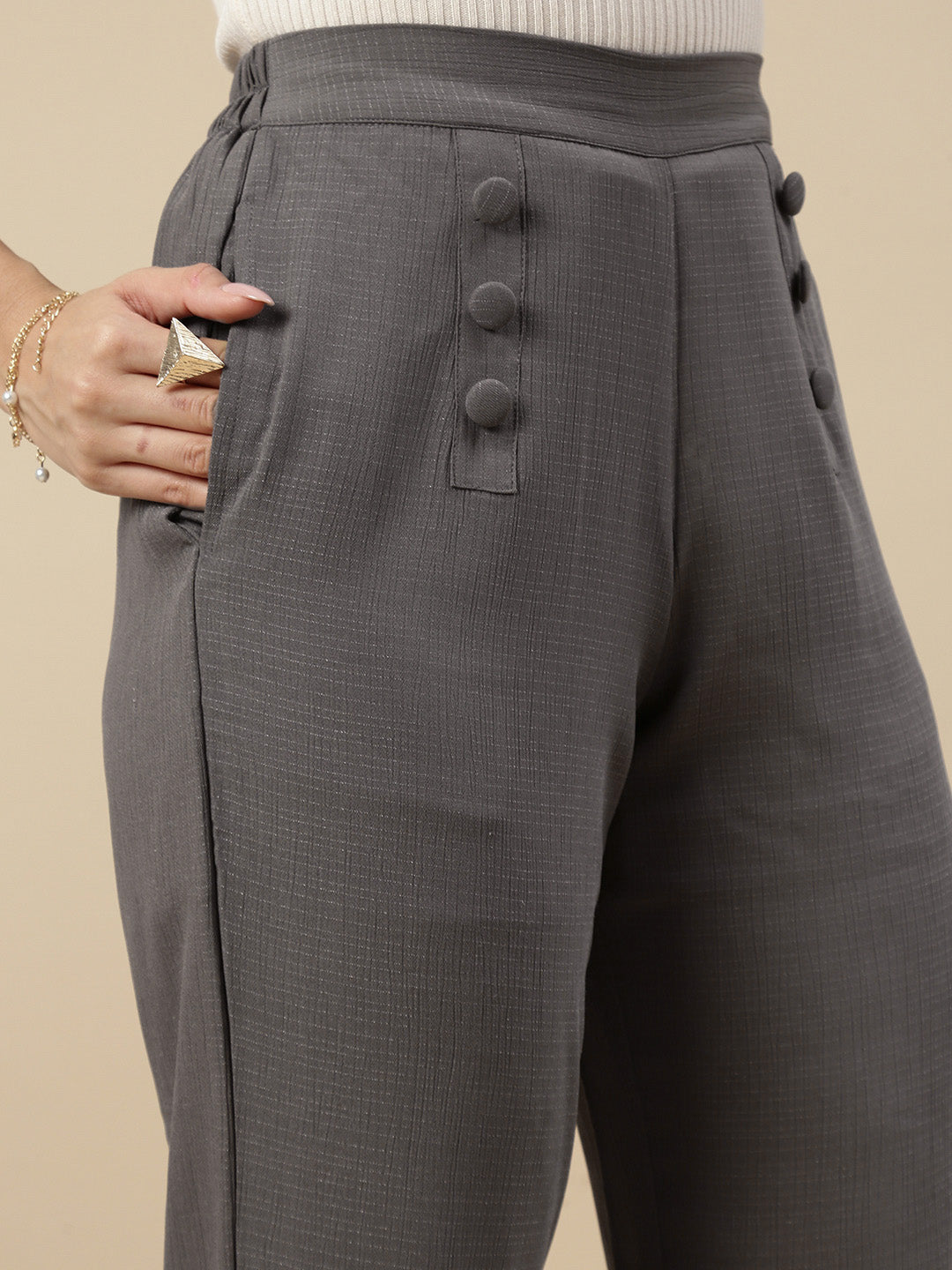 Casual Straight Pant-Grey