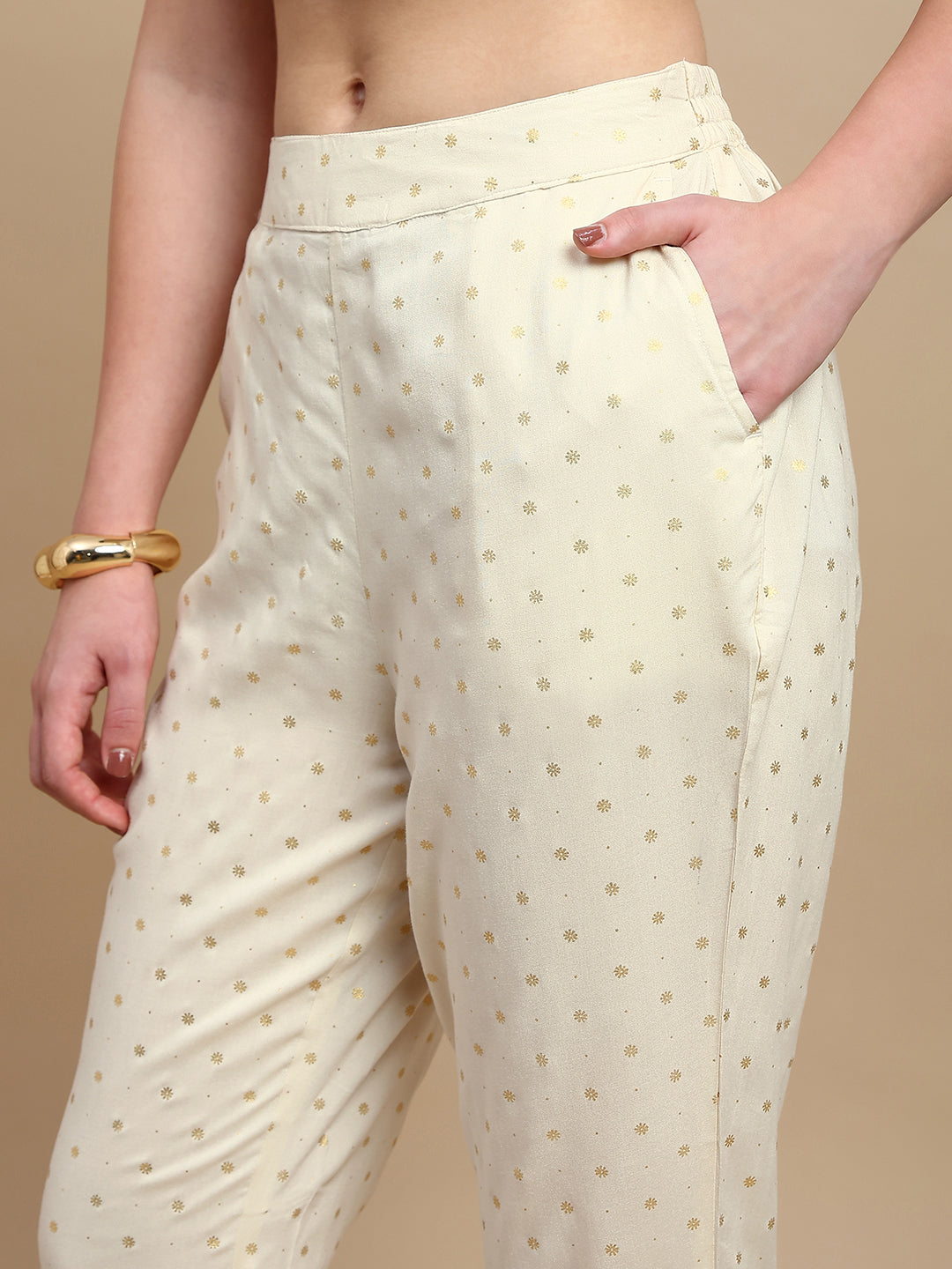 De Moza Women Festive Pants Offwhite - De Moza