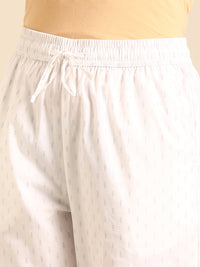 Straight Pant All Over Print-White - De Moza