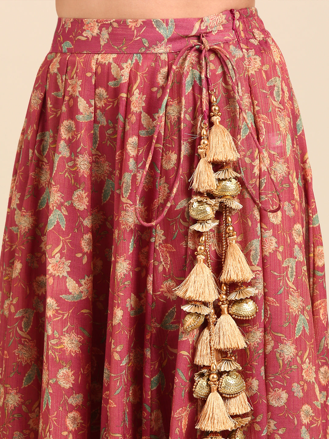 Skirt All Over Print-Dark Pink - De Moza