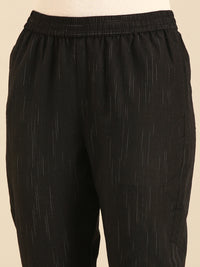 Printed Straight Pant-Black - De Moza