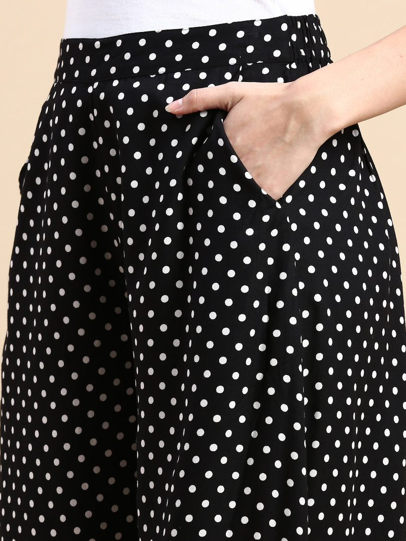 De Moza Women Printed Culottes Black