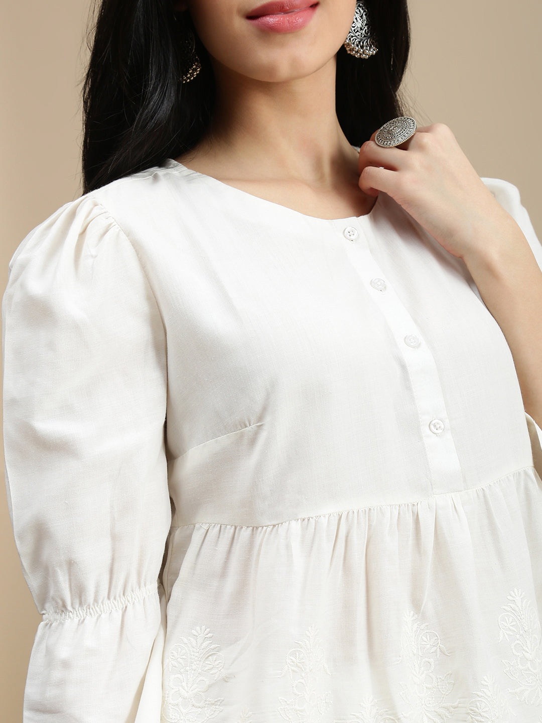 De Moza Women Casual Top Offwhite