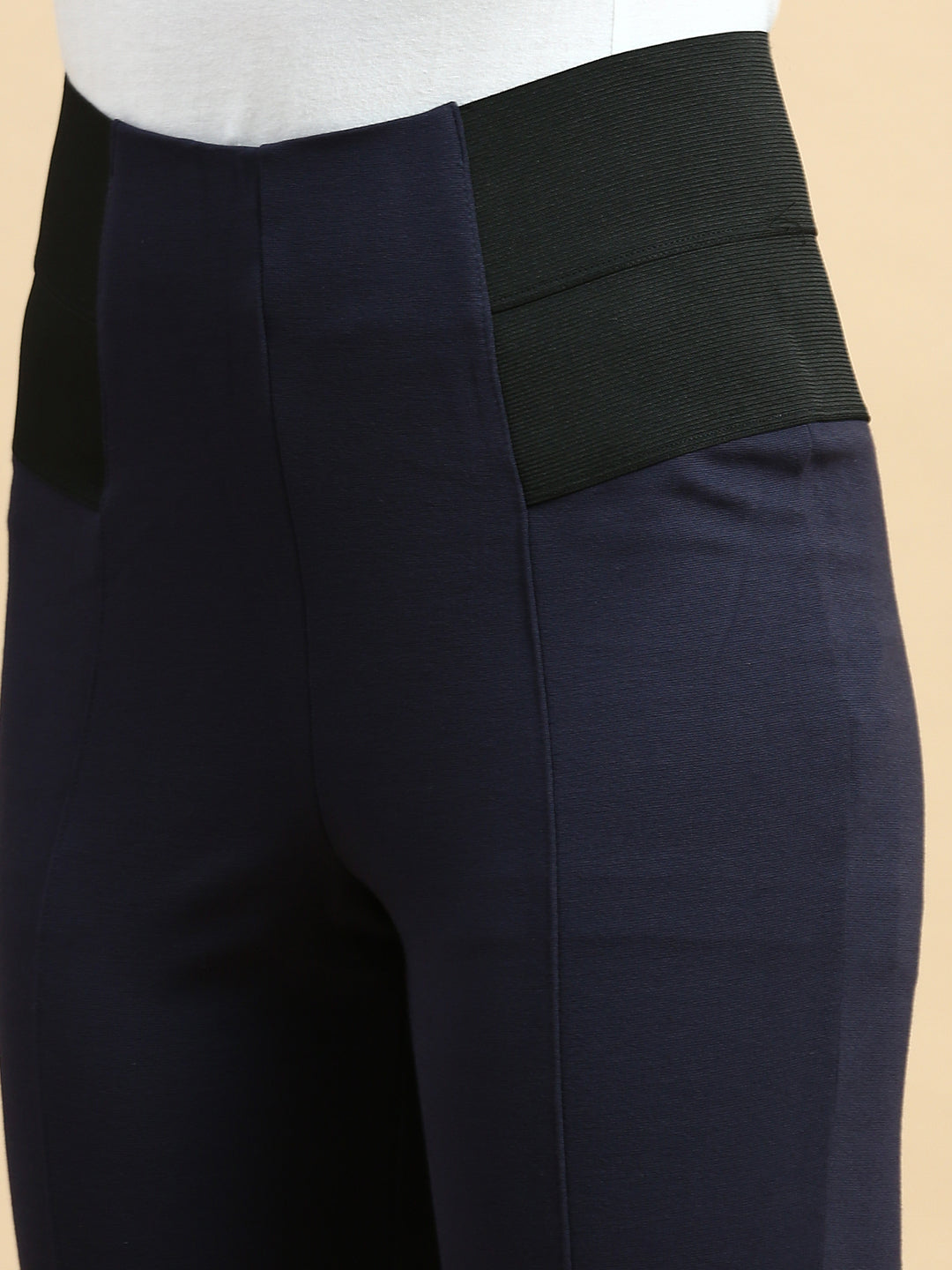 Treggings Woven Jacquard-Navy - De Moza