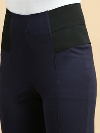 Treggings Woven Jacquard-Navy - De Moza