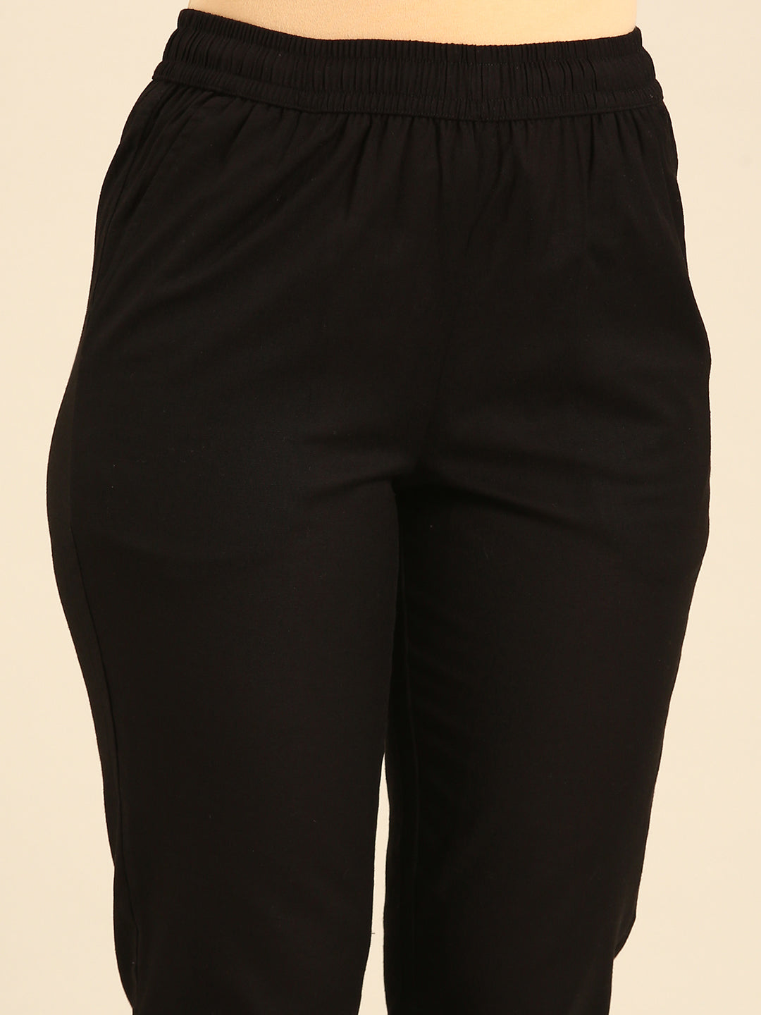 Cigarette Pant Embroidered-Black - De Moza