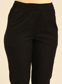 Cigarette Pant Embroidered-Black - De Moza