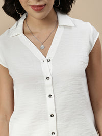 Co-Ord Set(Casual Top & Narrow Palazzo)-White