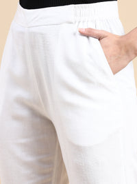 De Moza Women Cigarette Pant White