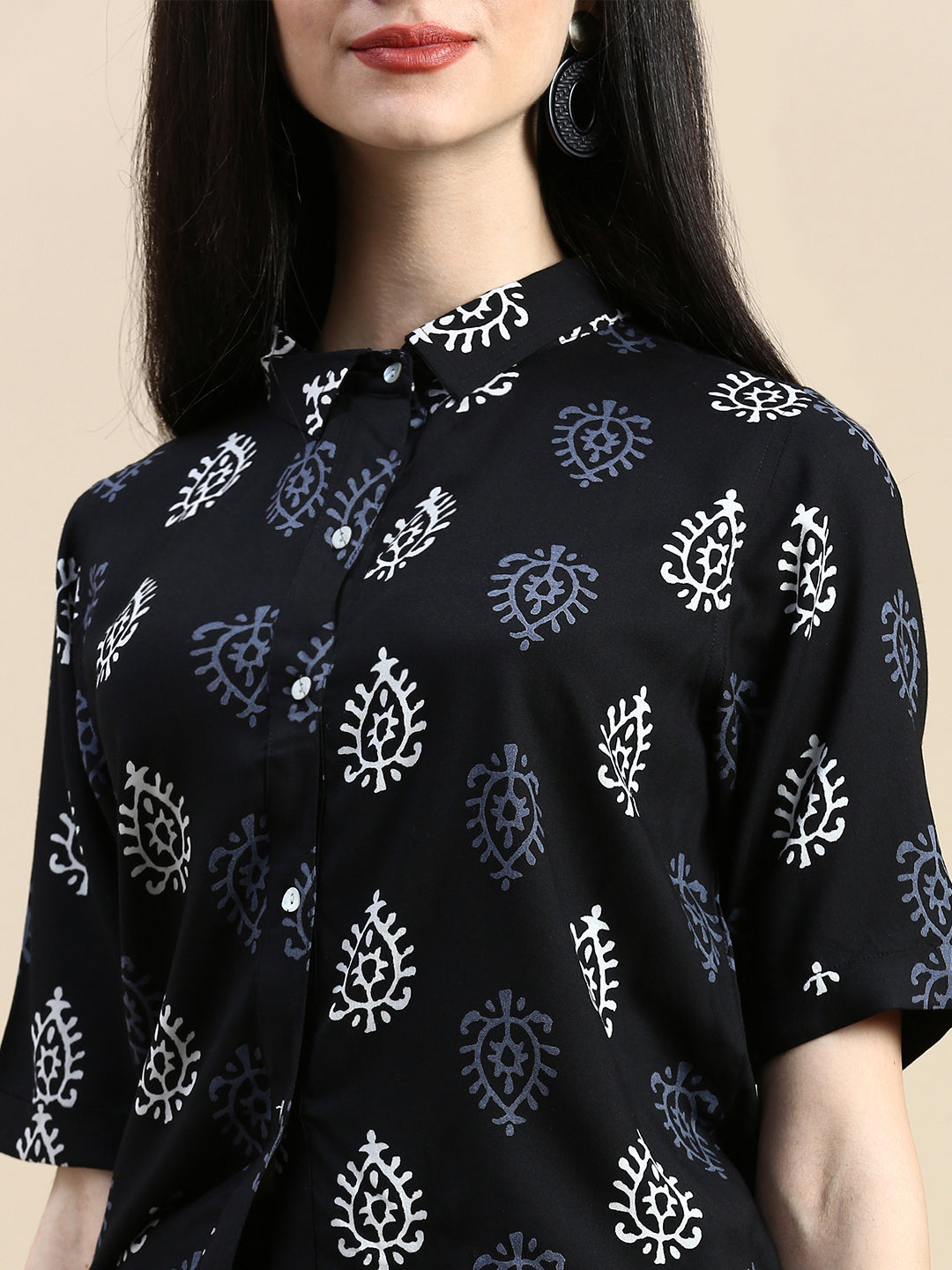 Crop Top Printed-Black - De Moza