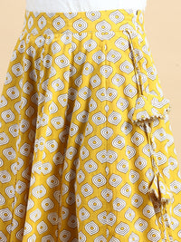 Wrap Skirt AOP-Mustard - De Moza