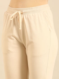 De Moza Women Winter Co-ord set ( Sweatshirt & Jogger)  - Chalk