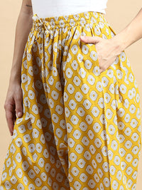 Harem Pant All Over Print-Mustard - De Moza