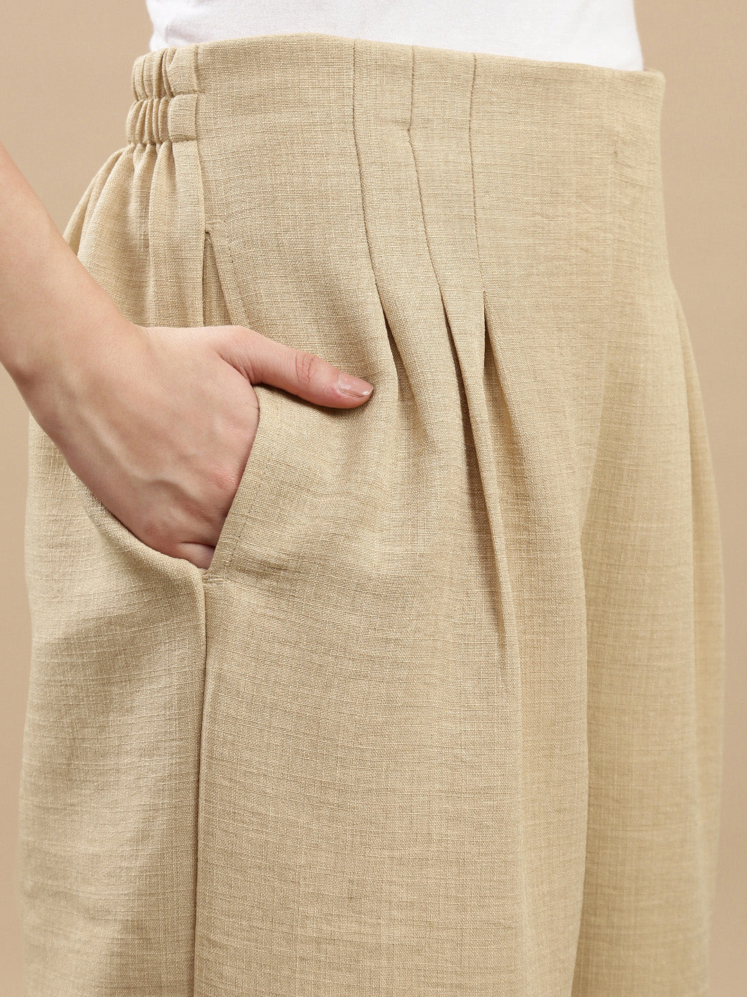 De Moza Women Casual Palazzo Beige