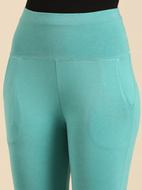 Ankle Length High Waist Leggings-Aqua Green - De Moza