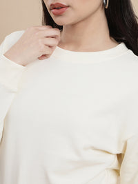 De Moza Women Casual Sweat Shirt Cream