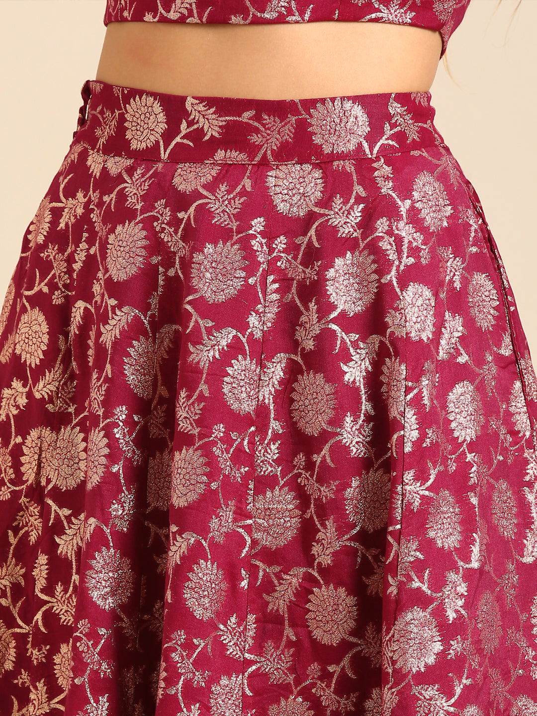 Co-Ord Set (Blouse & Skirt)-Purple - De Moza