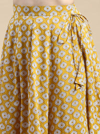 Wrap Skirt AOP-Mustard - De Moza
