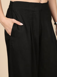 Pleated Palazzo-Black