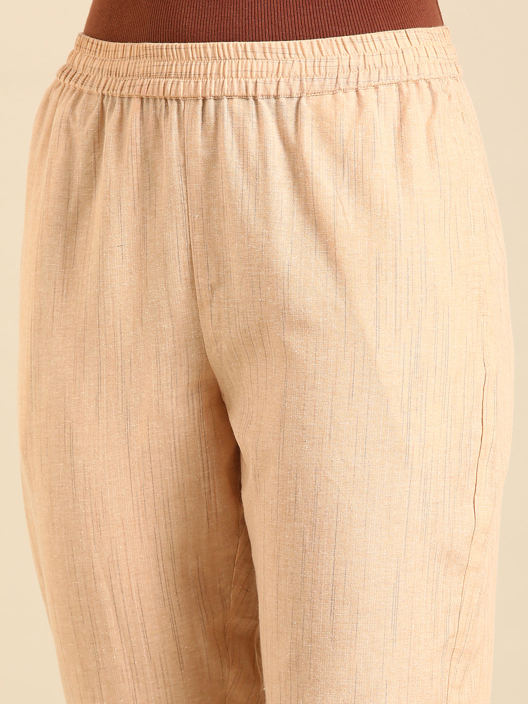 Printed Straight Pant-Beige - De Moza