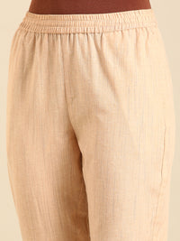 Printed Straight Pant-Beige - De Moza