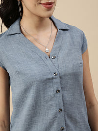 Co-Ord Set(Casual Top & Narrow Palazzo)-Indigo