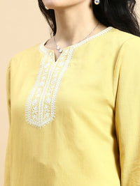 Embroidered Tunic Top-Mustard - De Moza