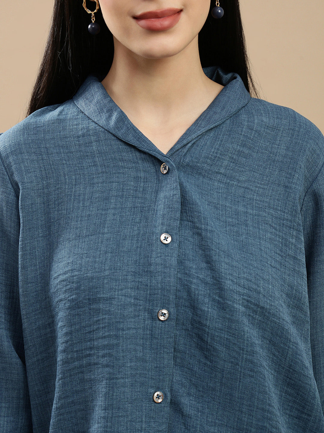 De Moza Women Casual Top Teal Blue