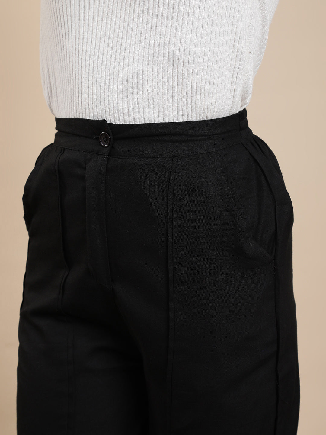 De Moza Women Casual Pants Black