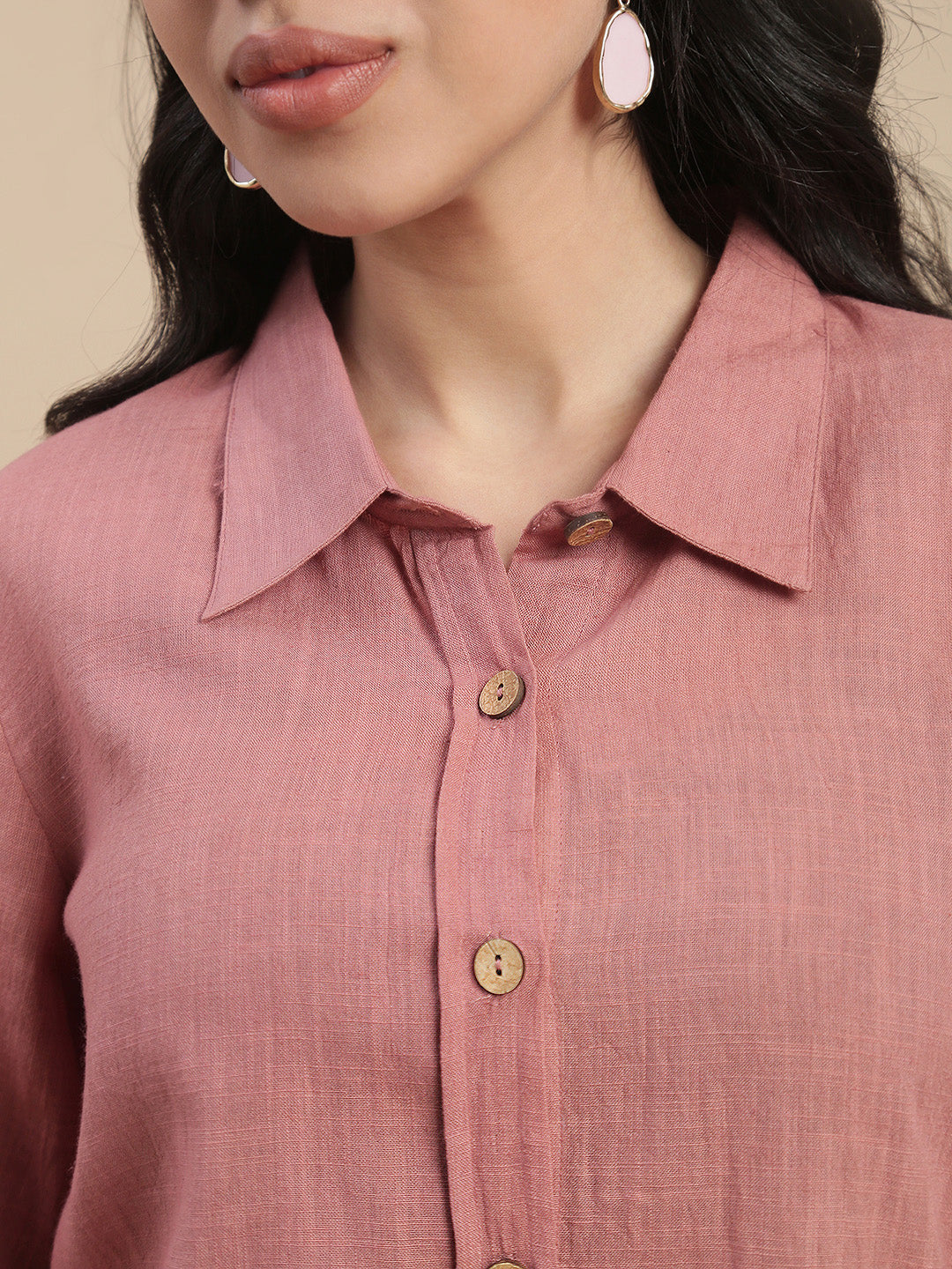 De Moza Women's Officewear Co-ords (Tunic Shirt & Palazzo) Peach - De Moza