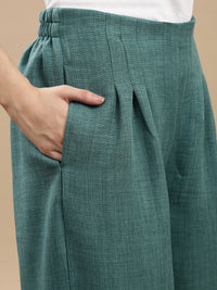 De Moza Women Casual Palazzo Dark Teal