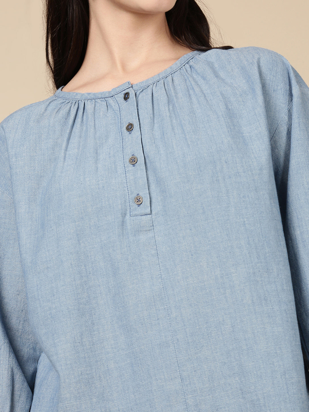 Denim Top-Mid Blue