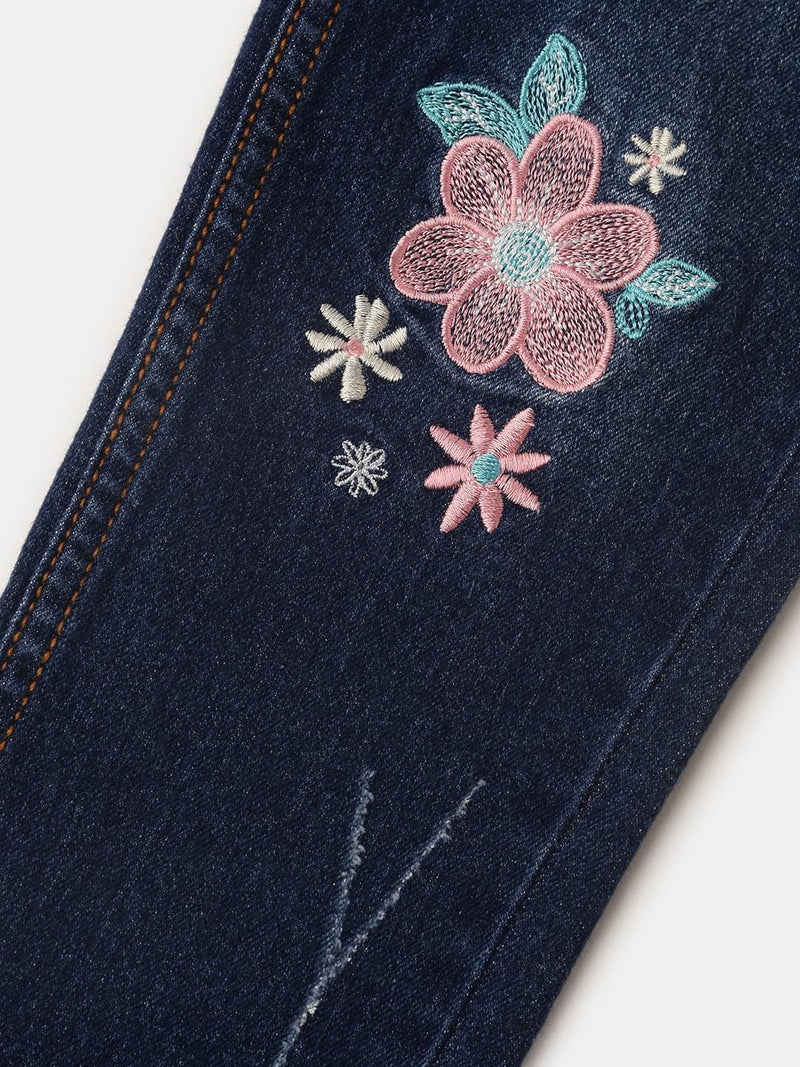 De Moza Girls Jeans Solid Denim Dark Blue - De Moza